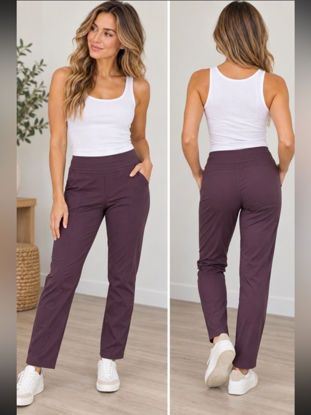 Burgundy Merlot Mondetta Women’s Purple Pull On Stretch Pants Size 6